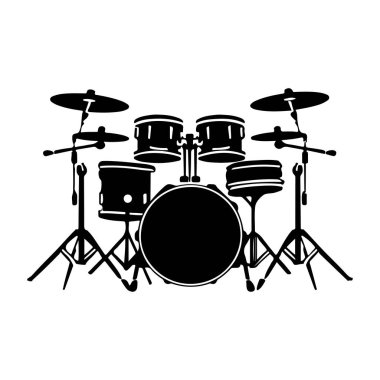 Klasik Bateri Müzik, Dans ve Performans Teması için Siyah ve Beyaz Tasarım Elementleri Ayarları