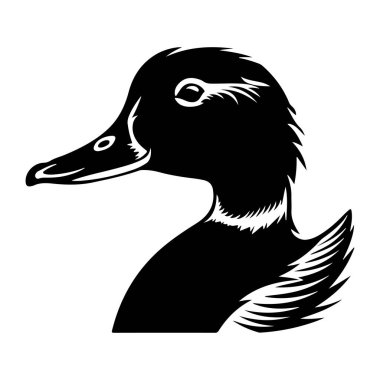 Bir ördeğin siyah silueti tüy tasarımı ile çeşitli kullanımlar için uygun.