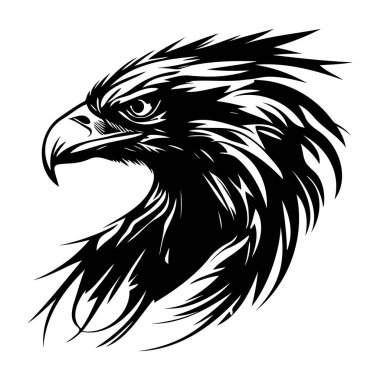 Acımasız Kartal Kafası Dinamik Tüy Detayları ve Yoğun İfadesiyle Siyah ve Beyaz Görüntü