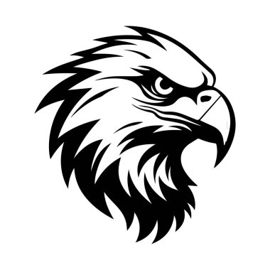Cesur Grafik Tasarım Tasarımları ve Sanatsal İfadeler İçin Siyah-Beyaz Vahşi Kartal Baş Resimleri