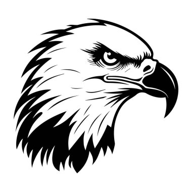 Vahşi Kartal Başı 'nın Doğa ve Vahşi Yaşam Teması İçin Siyah ve Beyaz Detaylı Çizimi