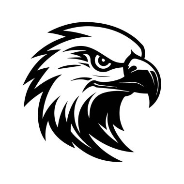 Keskin Özellikleri ve Grafik Kullanımı için Güçlü İfadesiyle Zarif Siyah ve Beyaz Kartal Kafa Tasarımı