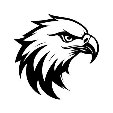 Vahşi Siyah ve Beyaz Kartal Baş Silueti Vahşi Yaşam ve Doğa Temalı Projeler ve Markalar İçin Tasarım