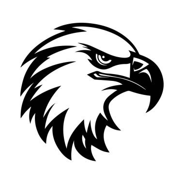 Vahşi Kartal Kafa Silueti Siyah ve Beyaz Tasarım Doğa ve Vahşi Yaşam Teması İçin Mükemmel