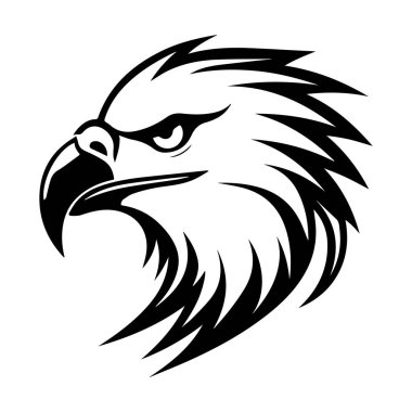 Yaratıcı ve Doğa Tasarımları için Tek Renk Biçimli Kartal Kafa Çizimi