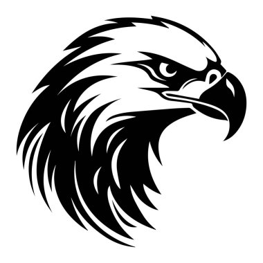 Vahşi Yaşam ve Doğa Teması için Siyah ve Beyaz Kartal Baş İllüstrasyonu