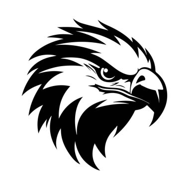 Vahşi Kartal Yaban Hayatı ve Doğa Temalı Projeler İçin Siyah ve Beyaz Biçimli Baş Resimleri
