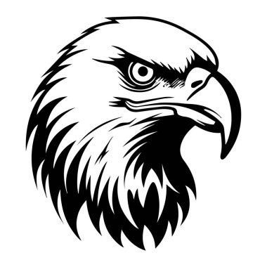 Keskin Özellikleri ve Yoğun İfadesiyle Cesur Kartal Başı 'nın Ayrıntılı İllüstrasyonu, Vahşi Yaşam Sanatı İçin İdeal