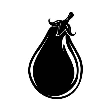 Mutfak ve Sanatsal Kullanım İçin Taze Patlıcan Sebzesinin Siyah Silueti