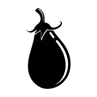 Mutfak ve bahçe temaları için siyah patlıcan silueti çizimi