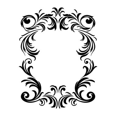 Çok Yönlü Tasarım Projeleri için Karmaşık Girdap ve Zenginlik içeren Zarif Siyah Dekoratif Çerçeve