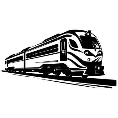 Siyah ve Beyaz Vintage Biçimli Tren Simgesi Soyut Sanat Biçiminde Hız ve Hareket