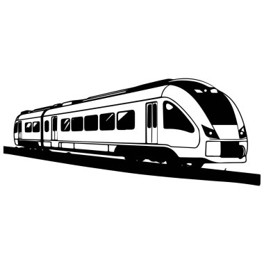 Siyah ve Beyaz Resimli Modern Tren Tasarımı Hareket ve Ulaşım, Ulaşım Teması İçin İdeal