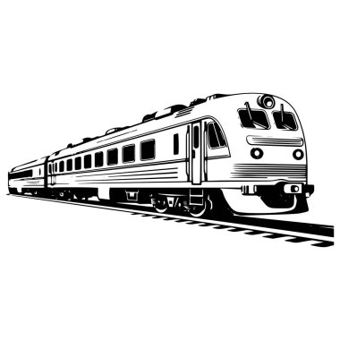 Yaratıcı Tasarımlar ve Projeler İçin Siyah ve Beyaz Biçimli Parçalar Üzerine Klasik Tren Resimleri