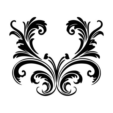 Zarif ve süslü siyah süslemeler ve dekorasyon ve tasarım amaçlı girdaplar