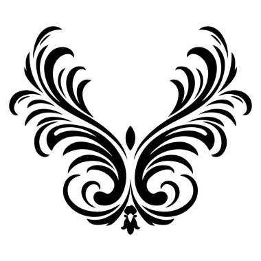 Dekoratif Amaçlar ve Arkaplan İçin Kıvrımlı ve Girdaplı Zarif ve Karmaşık Kara Fışkırtıcı Tasarım