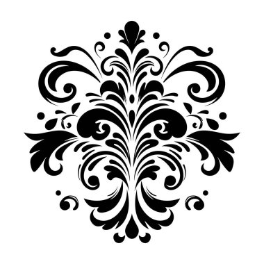 Sanatsal geçmiş ve dekoratif elementler için kıvrımları ve kıvrımları olan zarif Siyah Çiçek Tasarımı