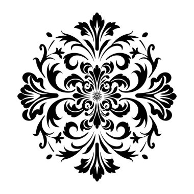 Klas Dekoratif Projeler için Karmaşık Girdap ve Eğrileri olan Zarif Siyah Çiçek Deseni Tasarımı