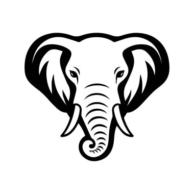Çeşitli tasarım projeleri için uygun karmaşık detaylarla tek renkli fil baş illüstrasyonu