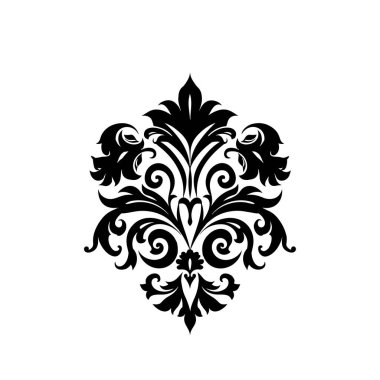 Karmaşık Girdap ve Dekoratif Özgeçmişleri ve Şablonları Olan Zarif Siyah Çiçek Tasarımı