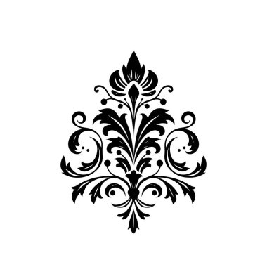 Eğri Çizgiler ve Sanatsal Tasarım ve Dekoratif Kullanım İçin Detaylı Desenli Şekliyle Zarif Siyah Çiçek Motifi