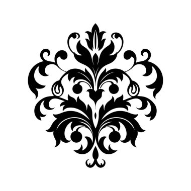 Karmaşık Girdap ve Yapraklar Artistik Arkaplan ve Dekorasyonlar İçin Zarif Siyah Çiçek Tasarımı