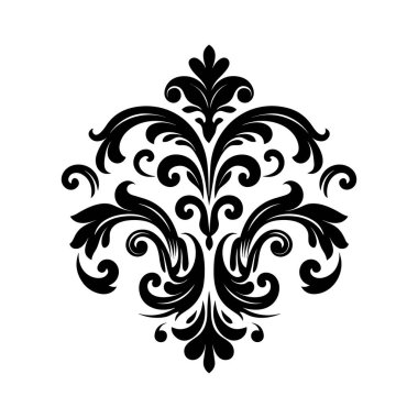 Eğri Yapraklı Zarif Siyah Çiçek Tasarımı Dekorasyon ve Sanat Projeleri İçin Girdaplar