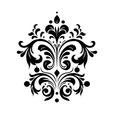 Zarif Dekoratif Arkaplan Elementleri İçin Girdap ve Eğrilerle Karmaşık Siyah Çiçek Tasarımı