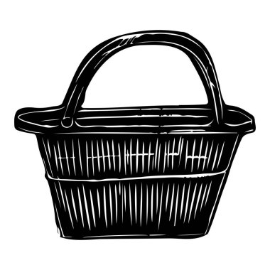 Katı bir arkaplanda tutacağı olan el çizimi bir sepet.