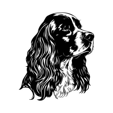 Siyah ve Beyaz Çizgi Sanatında Tarz ve Zarif Köpek Profilinin Ayrıntılı Resimleri