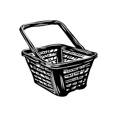 Perakende, market, market veya yiyeceklerle ilgili tasarımlar için mükemmel bir alışveriş sepeti çizimi