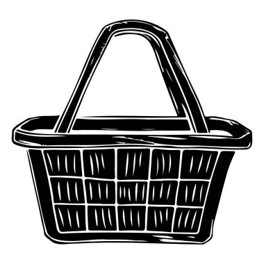 Çevre dostu ve minimal tasarım projeleri ve yayınları için el çizimi alışveriş sepeti illüstrasyonu