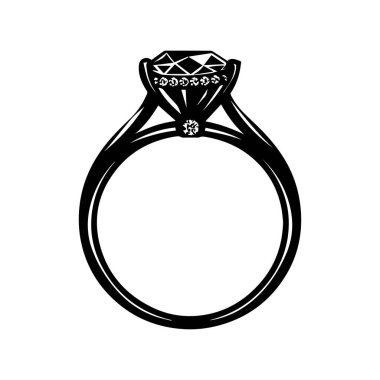 Klasik bir nişan duyurusu için karmaşık bir grup tasarımı ve klasik stili olan zarif solitaire elmas yüzük.