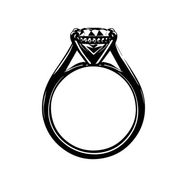 Zarif solitaire elmas nişan yüzüğü. Karmaşık bir grup tasarımı ve parlak bir merkez taşı var.