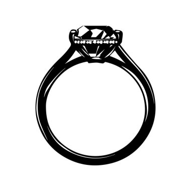 Parlak mücevher ve lüks mücevher koleksiyonu için klasik grup tasarımlı zarif solitaire elmas yüzük çizimi