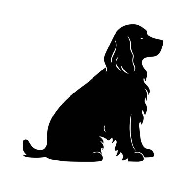 Tüylü Kürklü Oturan Köpeğin Silüeti Sanatsal ve Yaratıcı Kullanımlar İçin Basit Bir Arkaplan Karşısında