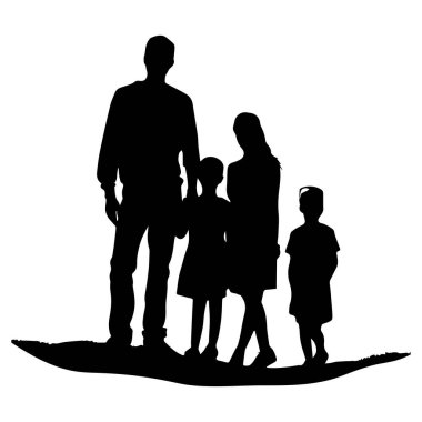 Aile Üyelerinin Silueti Açık Alan Ayarlarında Gün Boyunca Düzlükte Birlikte Ayakta Duruyor