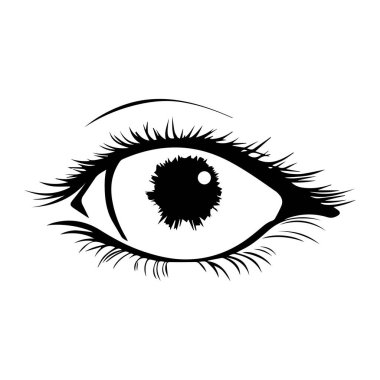 Ayrıntılı Kirpikleri ve Doğal Özellikleri Olan Karmaşık Siyah ve Beyaz Göz İllüzyonu