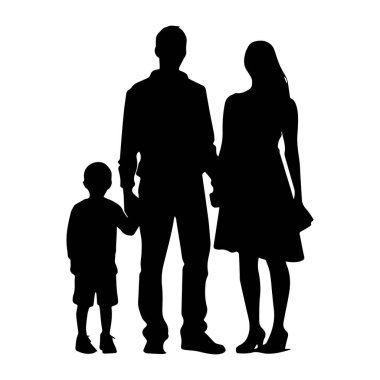 Beraberliğin doyurucu bir sahnesinde Parlak Arkaplan Karşısında Bir Aile Bağının Silueti