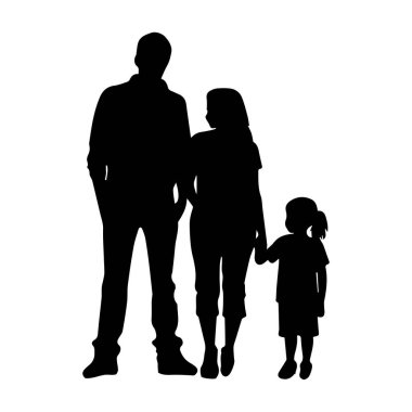 Aile Tutuşunun Silueti, Birlikteliği ve Aşkı Basit Tasarımda Gösterme