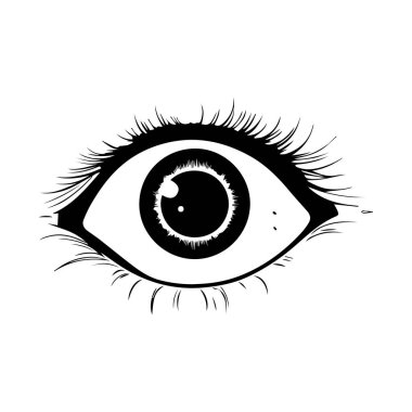 Uzun Kirpikli Siyah ve Beyaz Göz Sanatsal İllüzyonu ve Detaylı Göz Tasarımı
