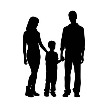 Aile Silueti Minimalist Tasarım Biçiminde Karşısında Elele tutuşur