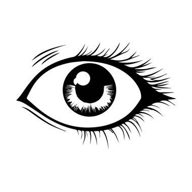 Yaratıcı projeler için kirpiklerini ve göz bebeklerini gösteren karmaşık detaylarla çizimli göz tasarımı