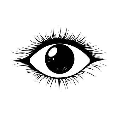 Grafik Tasarım ve Dövme İlham İçin Siyah ve Beyaz Kırbaçlı Bir Gözün Karmaşık Çizgisi Sanatı