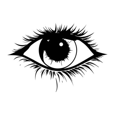 Karmaşık Detaylı ve Kalın Kirpikli Sanatsal Siyah ve Beyaz Göz İllüzyonu