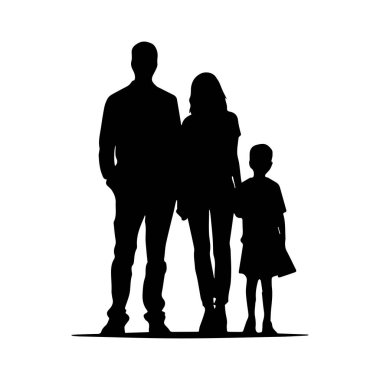 Beyazların Arkaplanına Karşı Aile Silueti, Minimalist Tarzda Birlikte, Sevgi ve Desteği Sunar