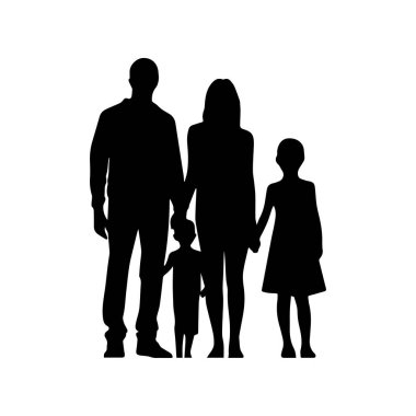 Siluetli Aile, Gün Batımında ya da Gündoğumunda Renkli Gökyüzüne Karşı Bir Birliktelik Gösterisinde El ele tutuşur