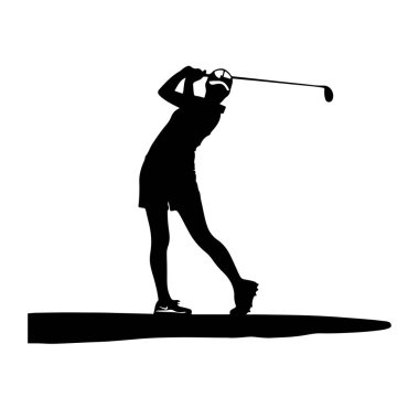 Sade Bir Arkaplan Karşısında Dinamik Poz Veren Hareketli Golfçü Silueti