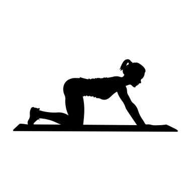 Evde ya da Stüdyoda Sabah Egzersizi Yaparken Yoga Poz Veren Bir Kadının Silueti