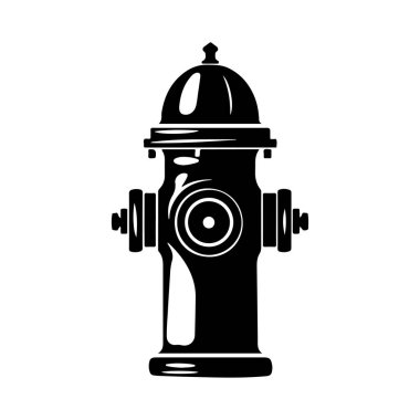 Ayrıntılı Tasarım Elementleri ve Temiz Çizgileri Olan Klasik Bir Yangın Musluğunun Siyah ve Beyaz İllüstrasyonu